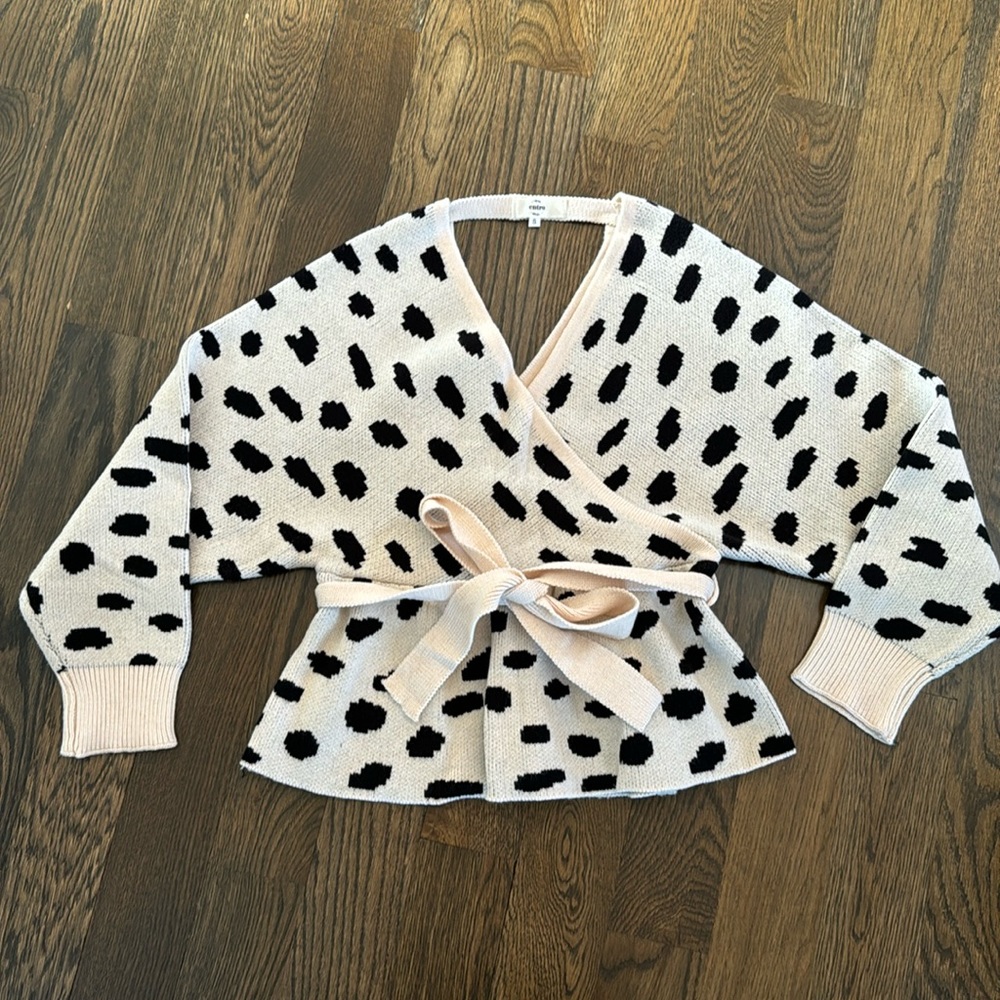 Adorable Faux Wrap Sweater with Tie